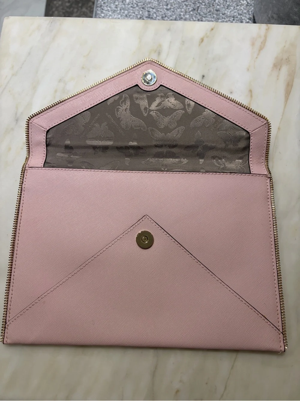 Rebecca Minkoff Pink Envelope Clutch with Gold Trim